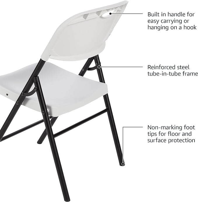 Amazon Basics Foldable Portable Comfortable Sturdy Folding Plastic Chair - Image 5