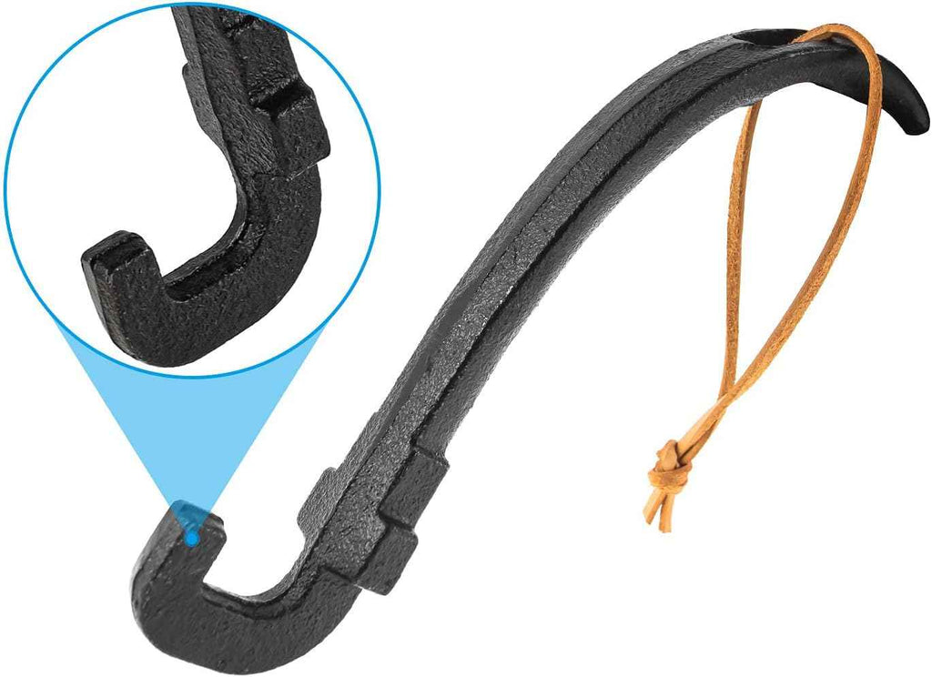 Grill Grate Lifter Cast Iron Universal Cooking Grid Lifter for Most Grills | Compatible with BGE Grills, Fits Kamado Grills, Cast Iron Grate Lifter, Rustproof, One-Hand Lift, with Leather Hanging Strap