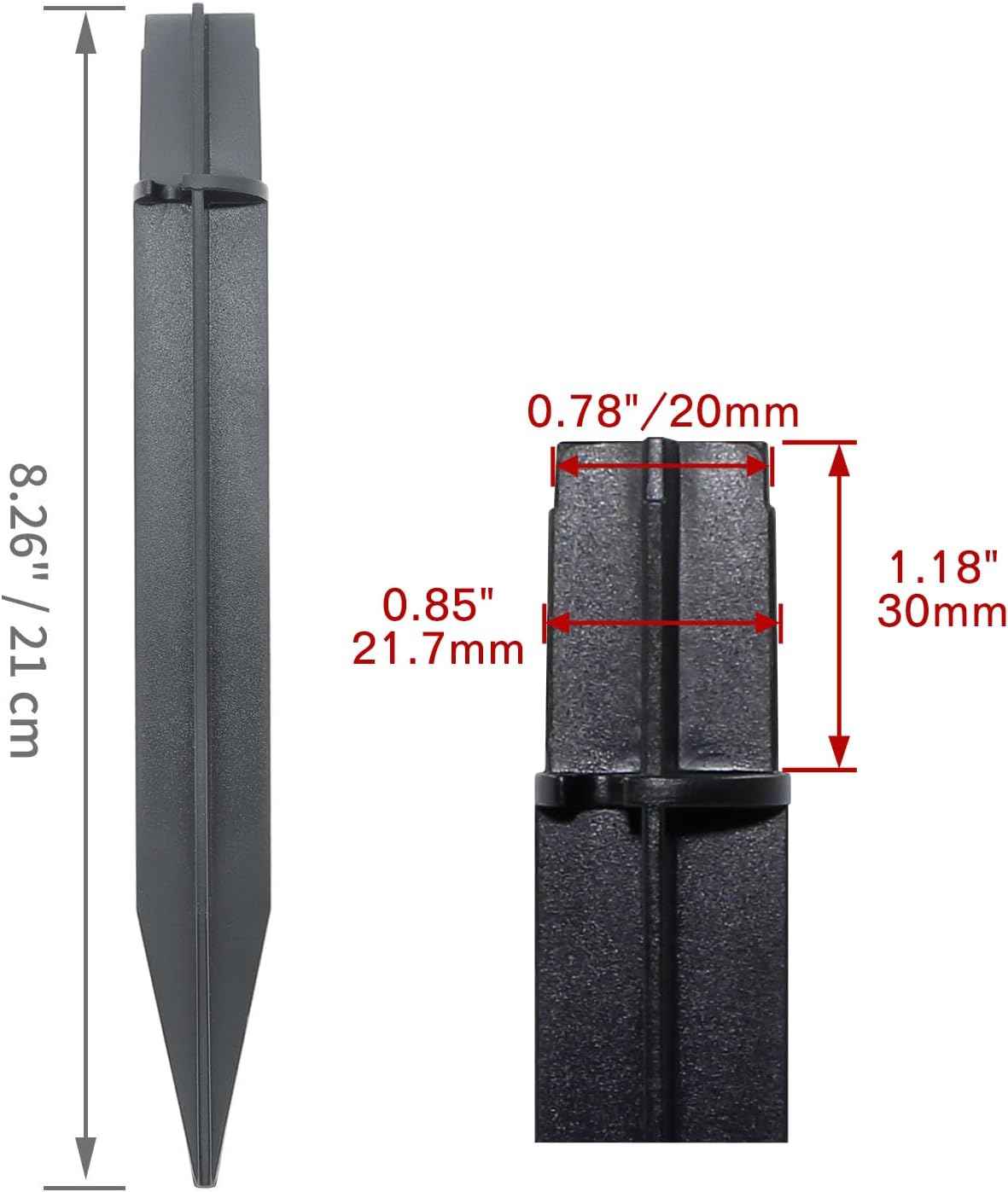 8PCS Torch Stake 8.26 Inch Pathway Light Stake Plastic Path Light Replacement ABS Plastic Stake Solar Stake for Garden, Pathway Lamps(Head Mounting Dia 0.82 Inch) | Plastic Path Light Replacement, ABS Plastic, Solar Stake, For Garden & Pathway Lamps, H...
