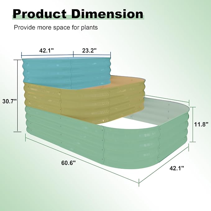 Galvanized Raised Garden Bed Kit – 61x42x31 in Outdoor Planter Box - Image 3