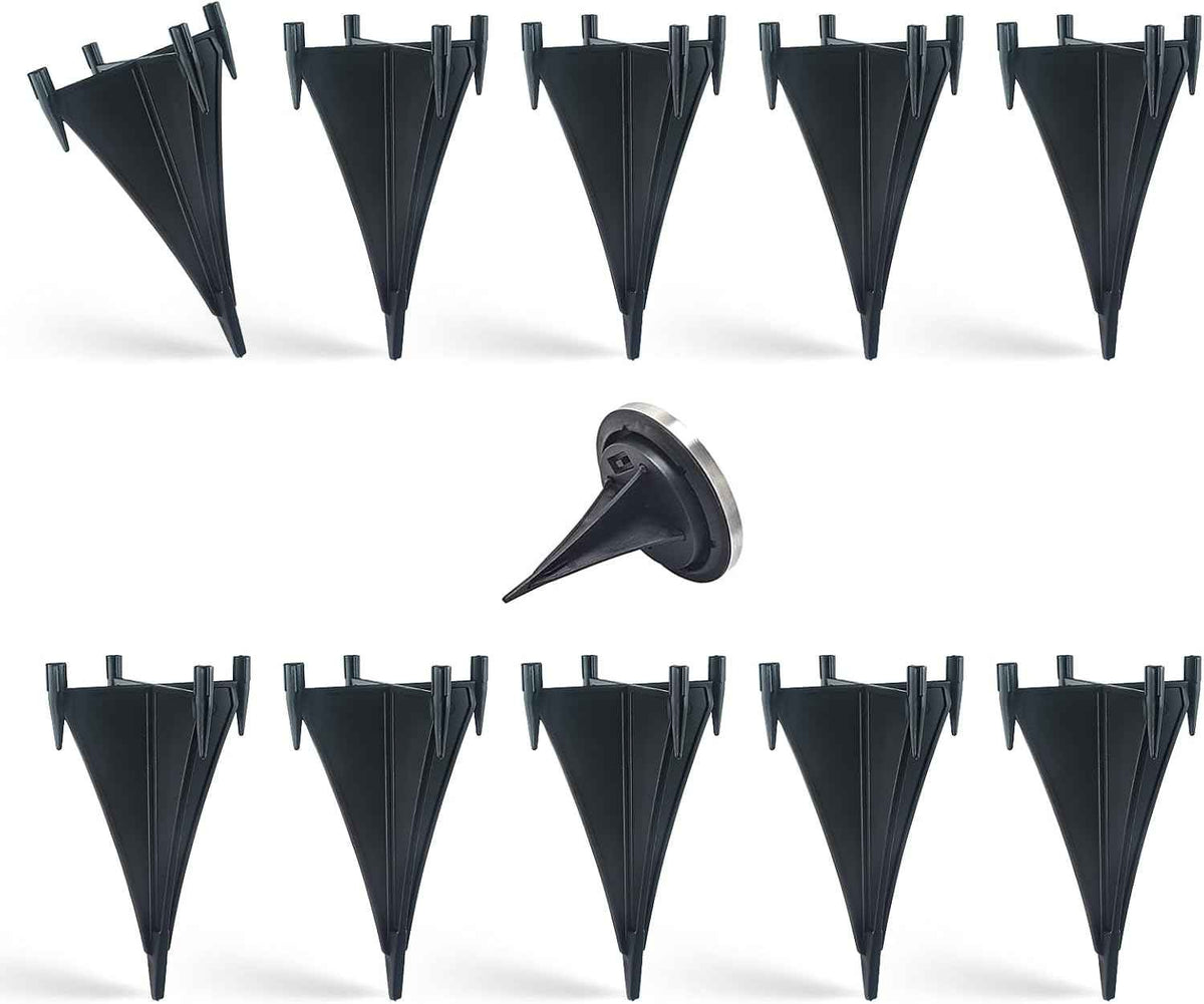 10 Pack Solar Light Replacement Stakes - Reinforced Plastic Ground Spikes for Solar Pathway Disk Lights, Garden Glass Ball Outdoor Lights - Secure Anchor Post for Landscape Lighting Accessories