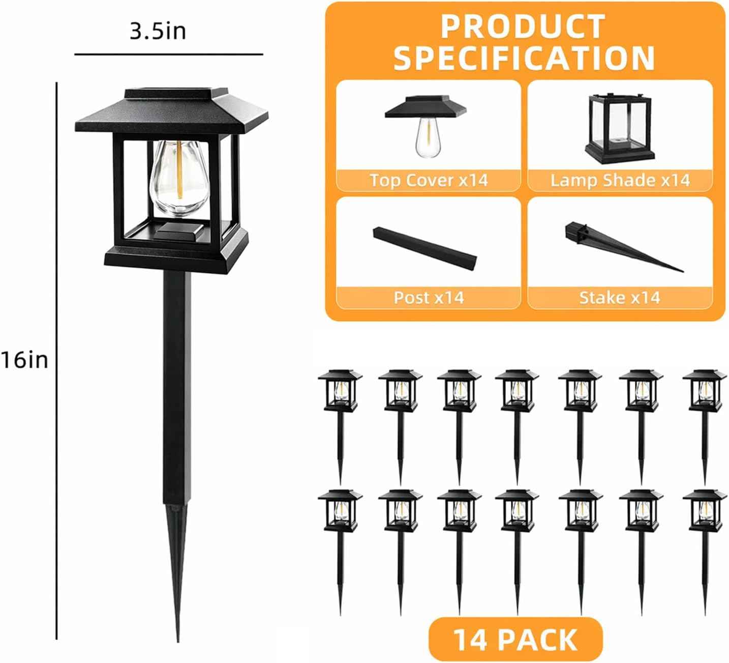 Solar Pathway Lights 14-Pack for Yard Walkways (14)