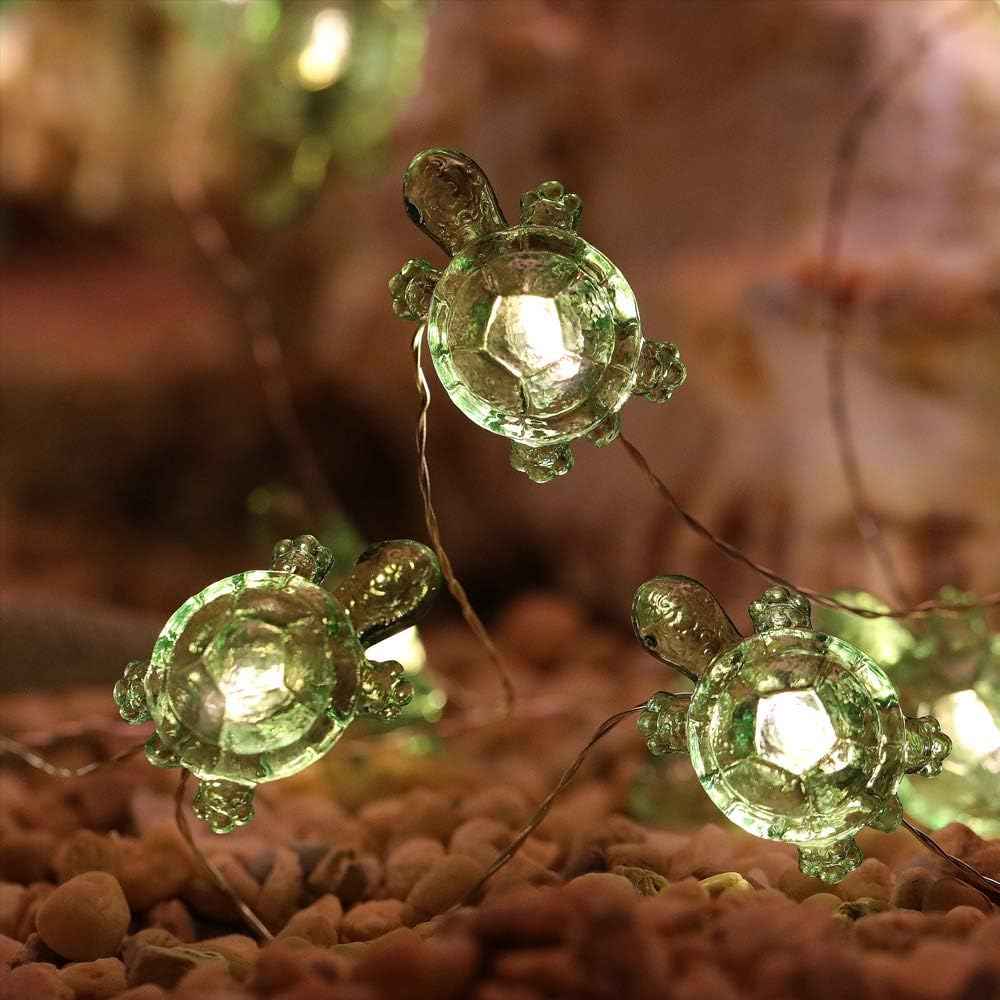 WSgift Turtle Decorative String Lights 13 Ft 40 LED Weatherproof Battery Operated 8 Modes Turtle Fairy Lights for Holiday Weddings Bedrooms Party Decorations with Remote and Timer (Warm White)
