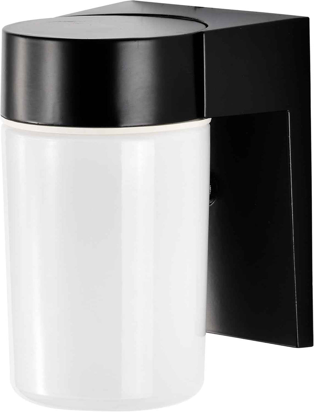 Nuvo Lighting SF77/137 Utility Fixture Die Cast Aluminum Durable Outdoor Wall Mount Porch and Patio Light with White Glass Cylinder, Black