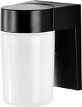 Nuvo Lighting SF77/137 Utility Fixture Die Cast Aluminum Durable Outdoor Wall Mount Porch and Patio Light with White Glass Cylinder, Black