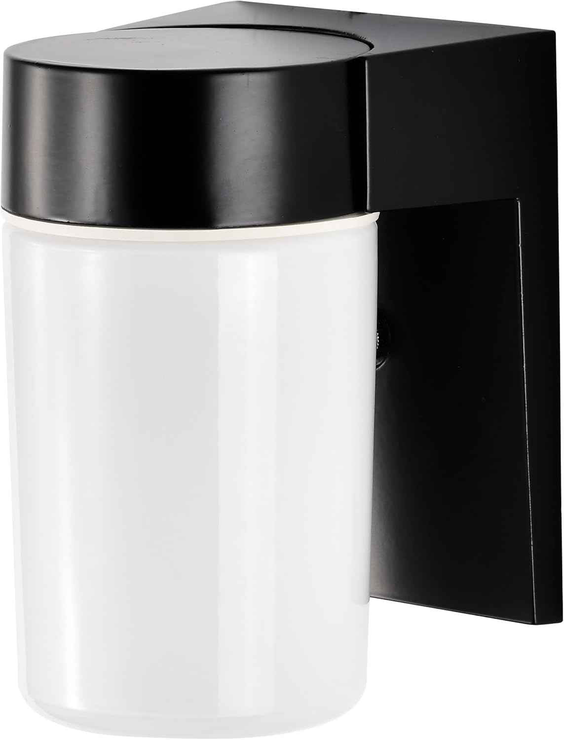 Nuvo Lighting SF77/137 Utility Fixture Die Cast Aluminum Durable Outdoor Wall Mount Porch and Patio Light with White Glass Cylinder, Black