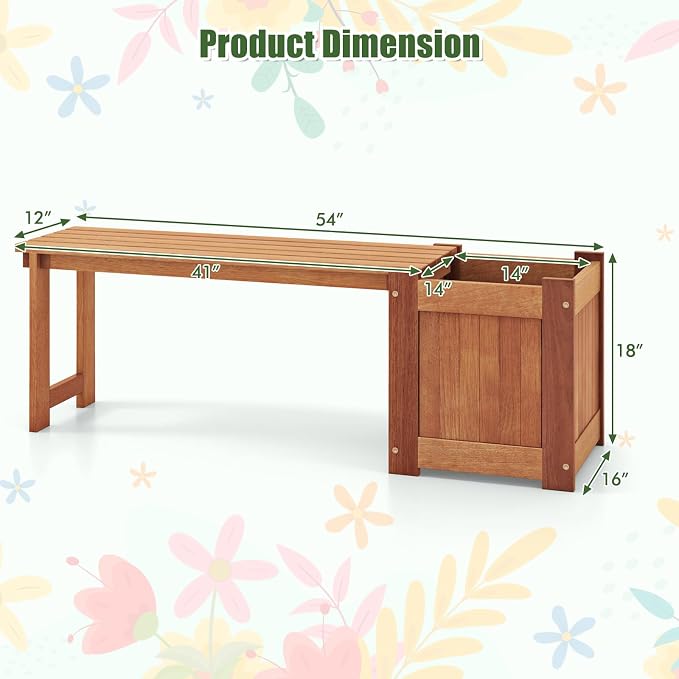 Giantex 2-in-1 Outdoor Bench - Image 3