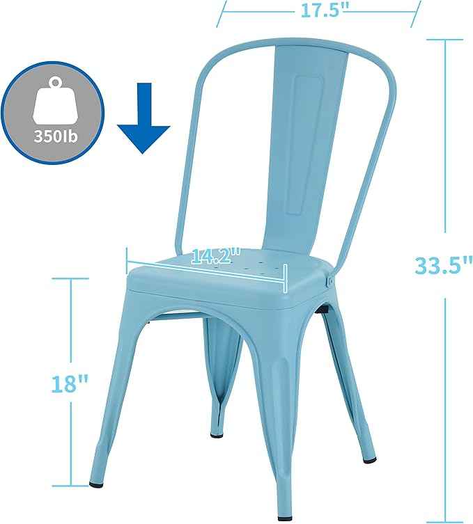 Nazhura Metal Dining Chair Farmhouse Tolix Style