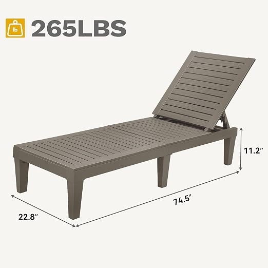 DWVO Outdoor Chaise Lounge, Pool Lounge Chair Set of 4 w/ 5-Level Backrest - Image 3