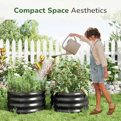 GreatBuddy 2x2x1 ft Round Galvanized Raised Bed, Easy-Assembly Raised