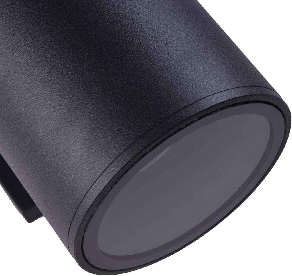 mirrea 12" Modern Outdoor Porch Light in 2 Lights, Matte Black, 2 Pack | Aluminum cylinder exterior fixtures, tempered glass cover, waterproof wall sconce for long-lasting outdoor performance