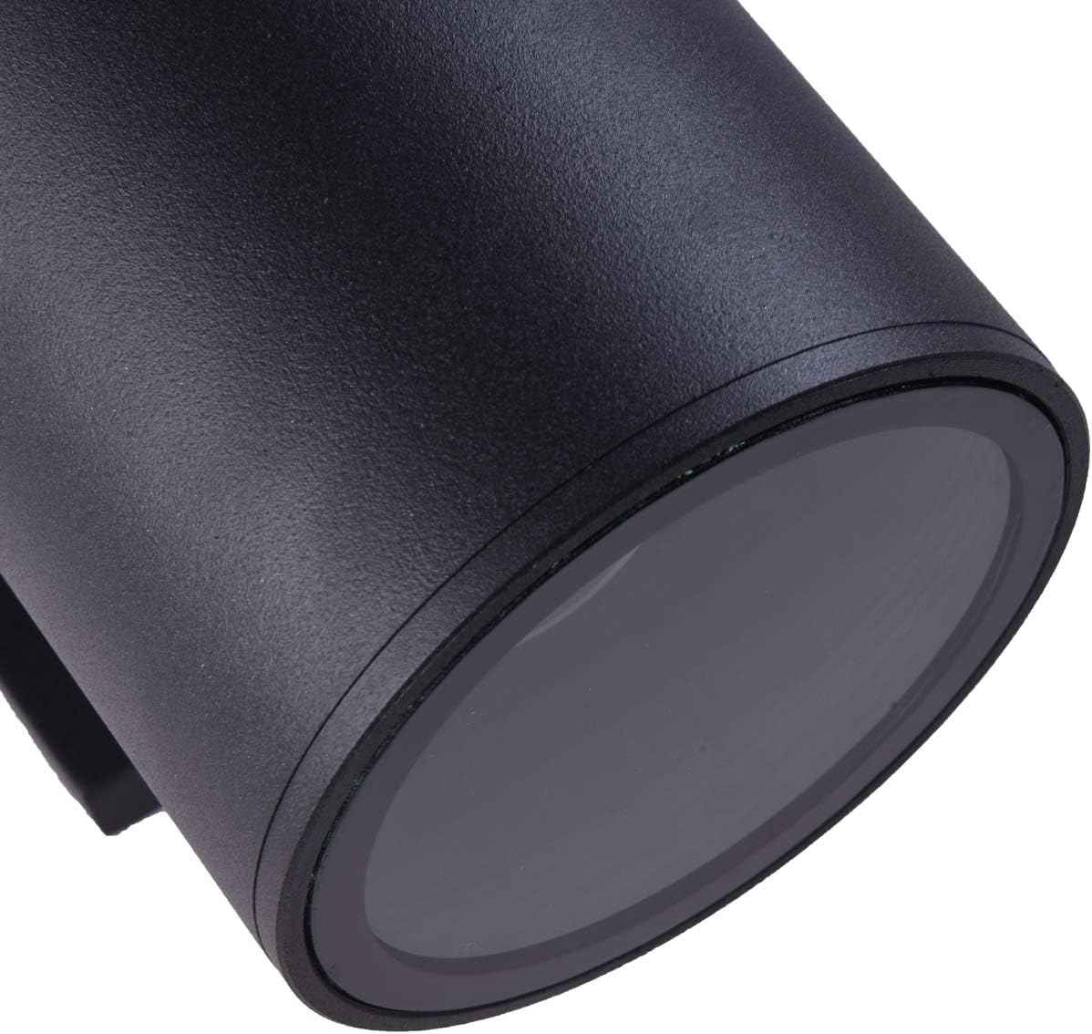 mirrea 12" Modern Outdoor Porch Light in 2 Lights, Matte Black, 2 Pack | Aluminum cylinder exterior fixtures, tempered glass cover, waterproof wall sconce for long-lasting outdoor performance