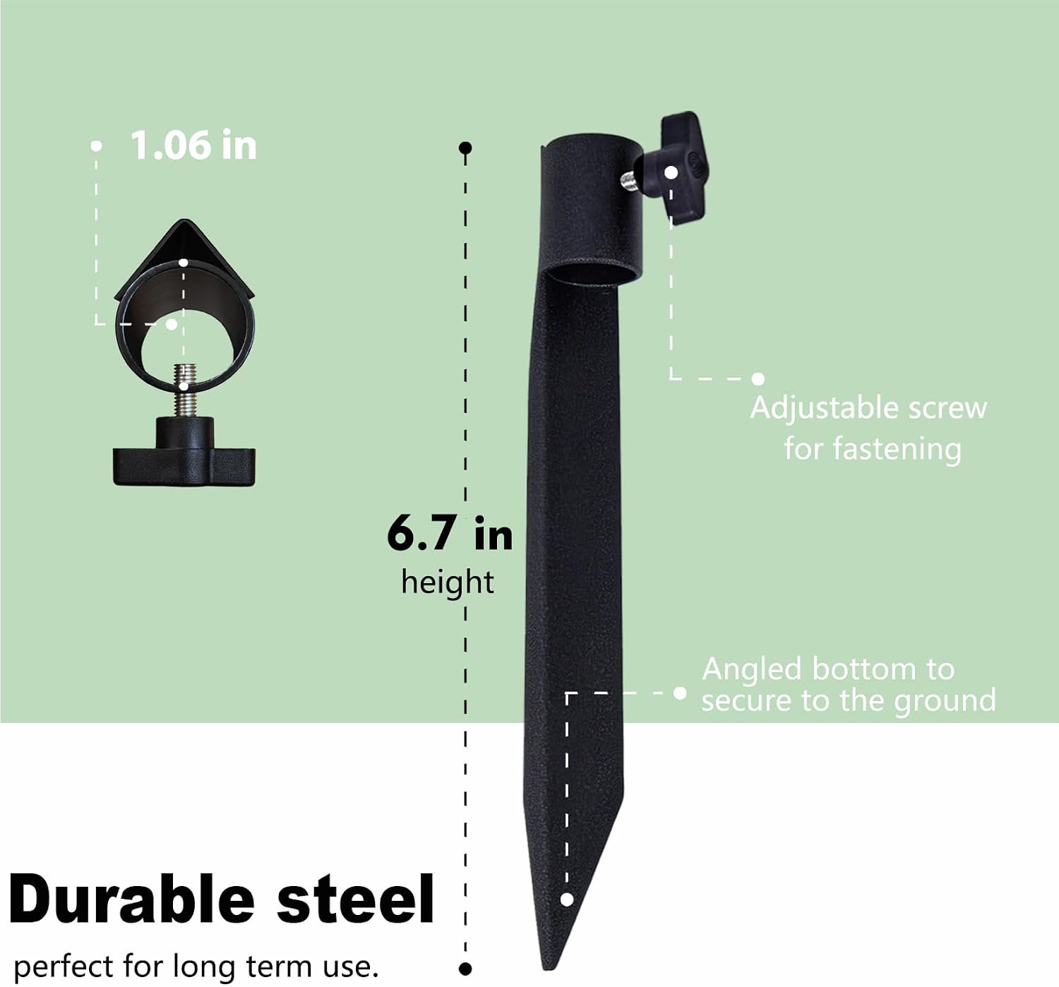 Outdoor Metal Stakes for Ground, Garden Stakes for Lights,Used for Replacement Metal Ground Spike in Live Flame Torches and Solar Lights-6.7 Inch (Black 4 Pack)