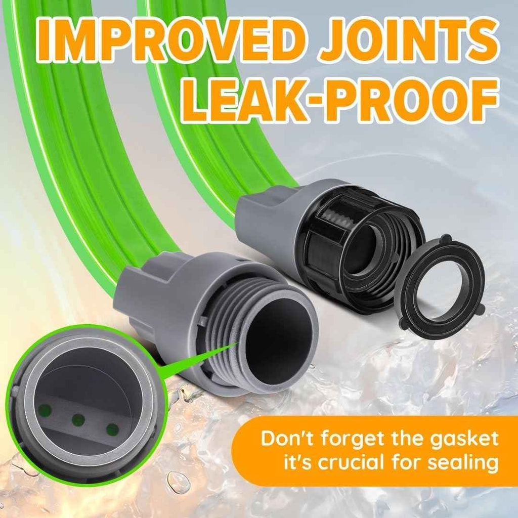 LAVEVE Heavy Duty Sprinkler Soaker Hose 100 FT, Flat Garden Hose with Holes | Efficient Flexible Irrigation Hose for Yard, Lawn and Garden, Includes Stakes (50FT x 2Pack)