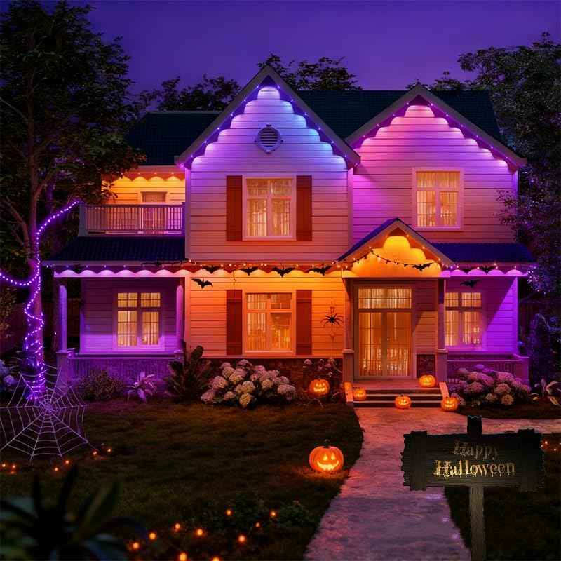 Permanent Outdoor Lights for House (5V, 54Ft (36 LED)) | Smart Outdoor Christmas Lights, IP67 Waterproof, with 213 Modes for Holiday,Party, Daily, APP/Remote Control