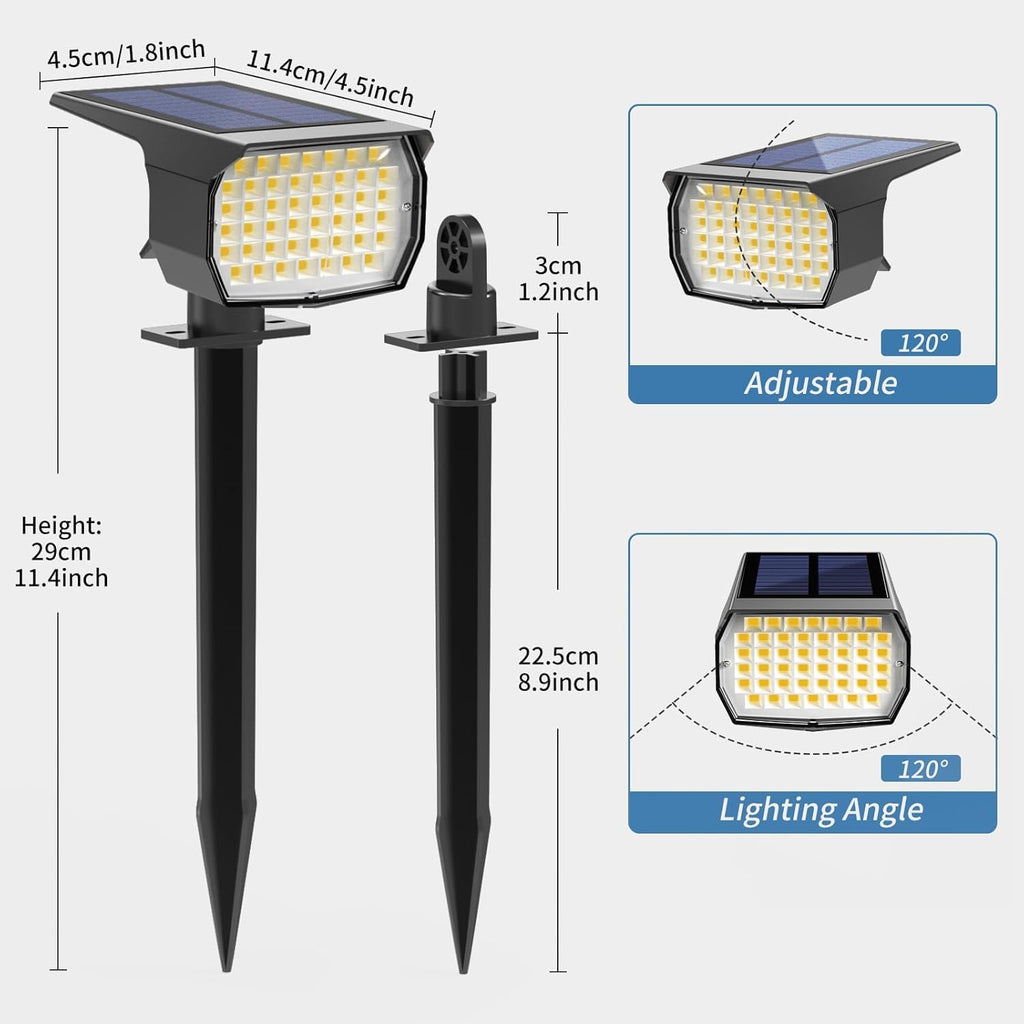 WENATY Solar Spot Lights Outdoor Waterproof Spotlights 12 Pack Warm White | 46LED, 3 Mode, Auto On/Off Landscape Spotlights Solar Powered Flood Lights for Outside Pathway Yard Garden House Walkway Tree