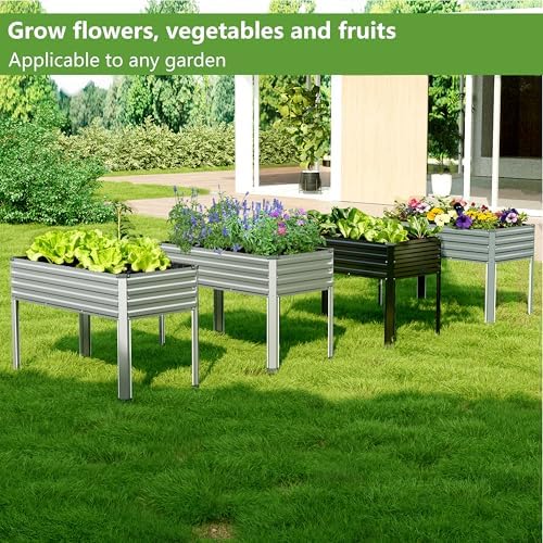 2PCS 48×24×30in Galvanized Raised Garden Bed,Metal Elevated Planter