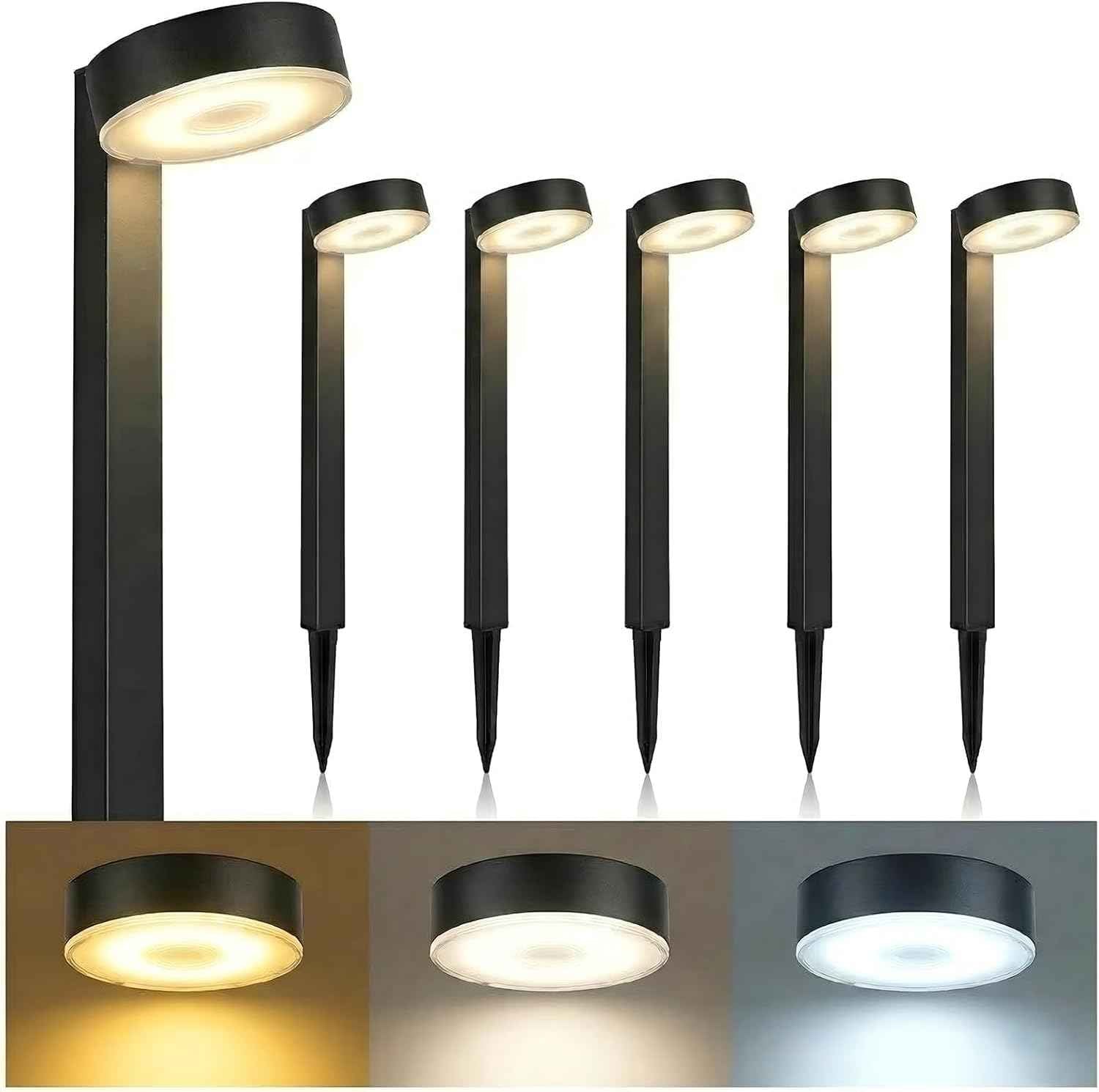 Upgraded 12 Pack Solar Pathway Lights Outdoor, 3 Color Temperatures | Switch Between Warm, Neutral & Cool White Lighting, Enhanced LED Brightness for Walkways, Gardens & Landscapes
