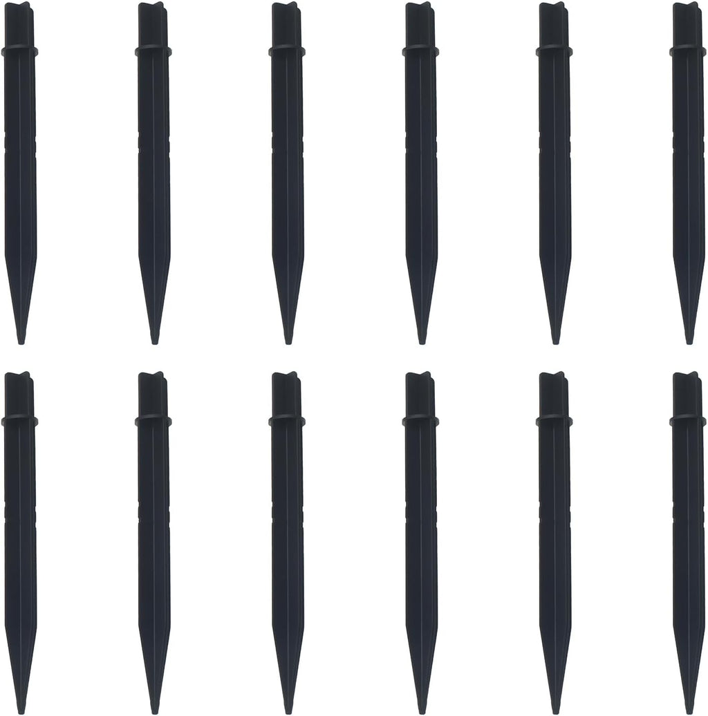 FDXGYH 12 Pack Solar Light Stakes Replacement Spikes 8.25 x 0.83 Inch ABS Plastic Ground Spikes for Outdoor Pathway Garden Lights (Black)