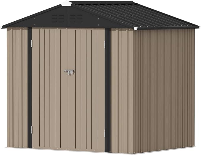 Devoko Outdoor Storage Shed 8 x 6 FT Lockable Metal Garden Shed Steel by DEVOKO