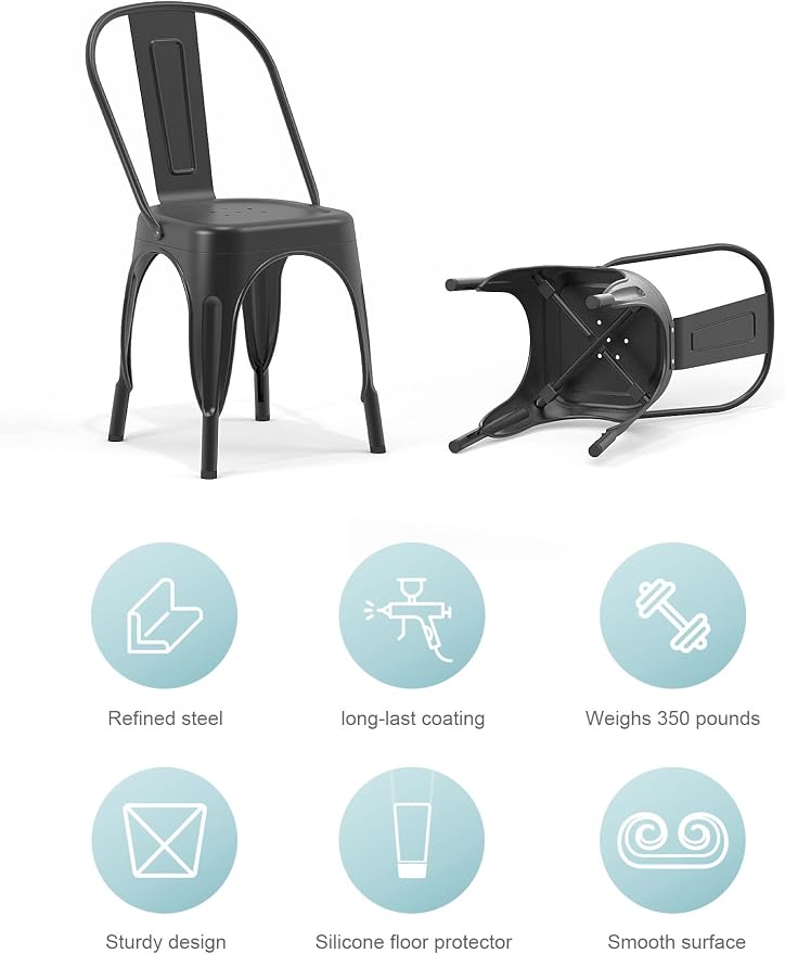 Nazhura Metal Dining Chair Farmhouse Tolix Style - Image 4