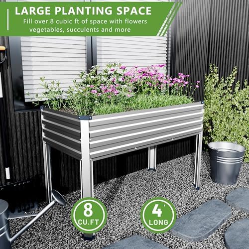 2PCS 48×24×30in Galvanized Raised Garden Bed,Metal Elevated Planter