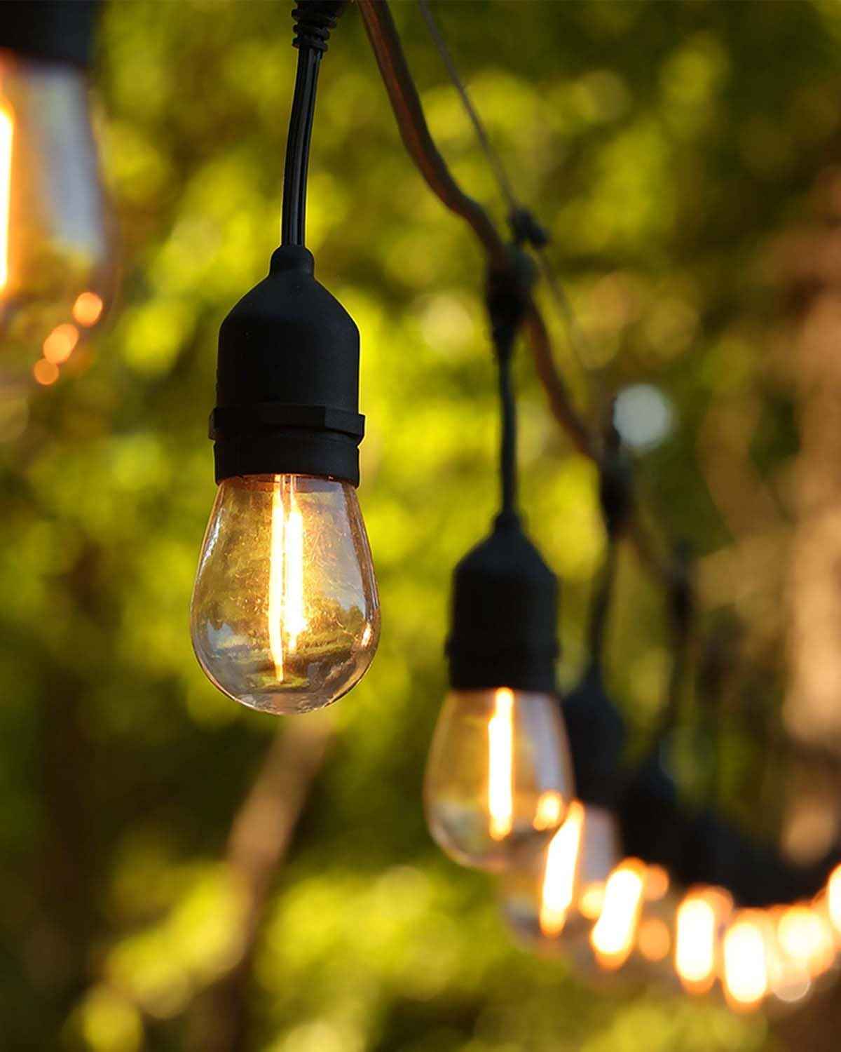 BRIMAX 2W 100FT Outdoor String Light Commercial Grade with 32 S14 LED Bulbs | Shatterproof Dimmable Patio String Lights Heavy Duty Waterproof for Bistro Cafe Market 2700K