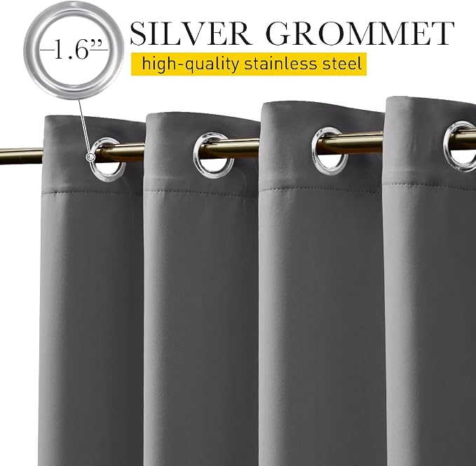 NICETOWN 2 Panels Outdoor Curtains Waterproof Grommet & Back Tab on Top & Bottom - Image 4