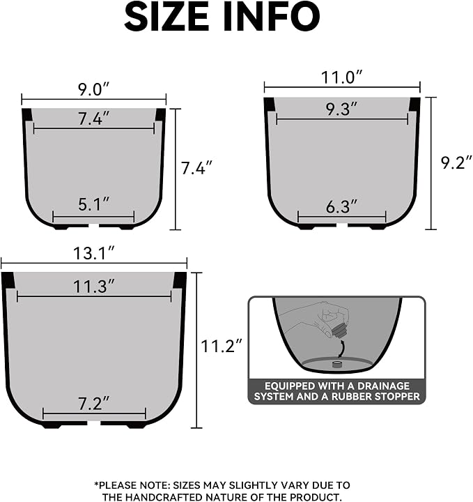 Kante Round Concrete Planter, 11 Inch Dia Classic Style Large Plant Pot - Image 2