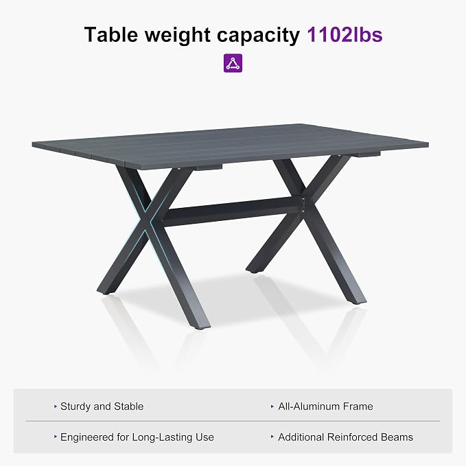 PURPLE LEAF Patio Dining Set for 6 All-Weather Wicker 7 Piece Aluminium Outdoor - Image 7