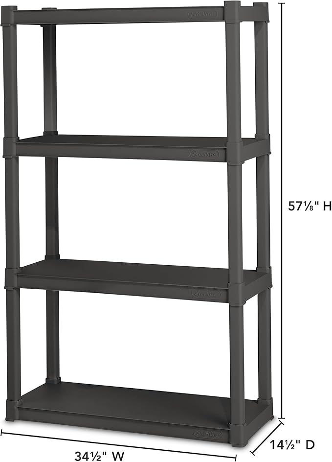 Sterilite 3-Pack 4 Shelf Unit, Heavy-Duty Shelving Storage and Utility Rack - Image 3
