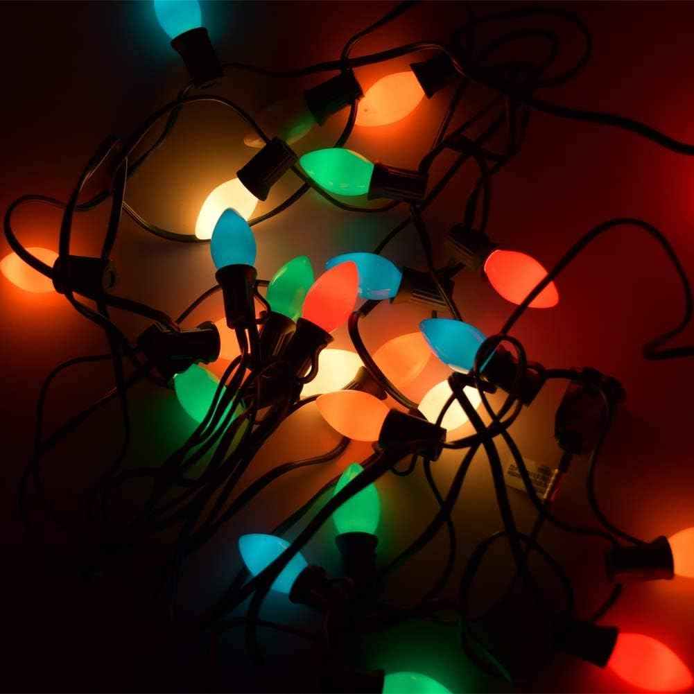 C7 LED Multicolor Christmas Lights Outdoor,25Ft Vintage Christmas String Lights with 27 C7 LED Multicolor Shatterproof Bulbs, Hanging Christmas Outdoor Lights for Xmas Tree Patio Party Roofline Garden