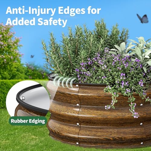Kesfitt Round Metal Raised Garden Bed, 2x2x1 FT, 12-Inch Deep