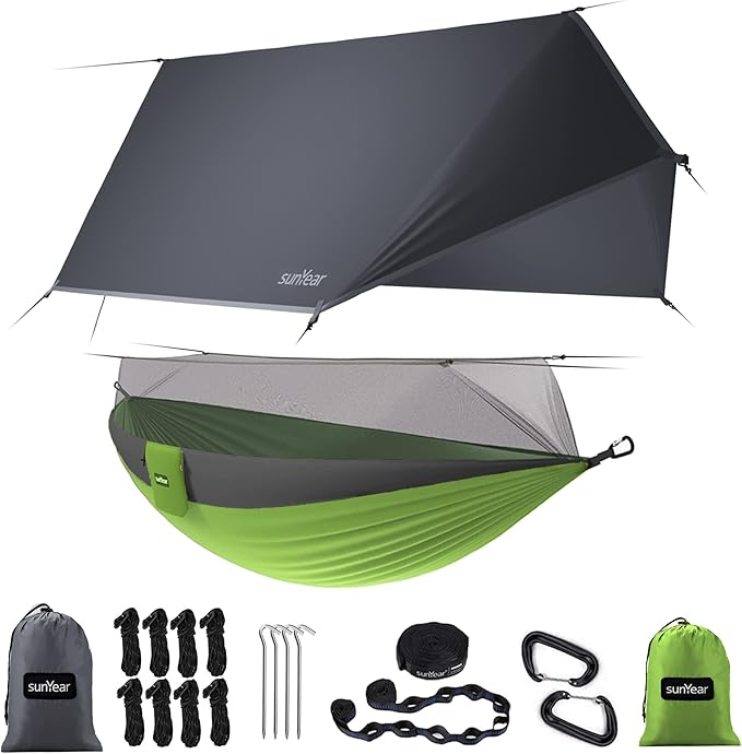Sunyear Camping Hammock, Portable Single & Double Hammock by SleepSafeSwingFree
