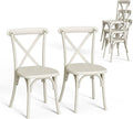 VINGLI Plastic Outdoor Dining Chairs Set of 2, Stackable Patio Cream White by VINGLI