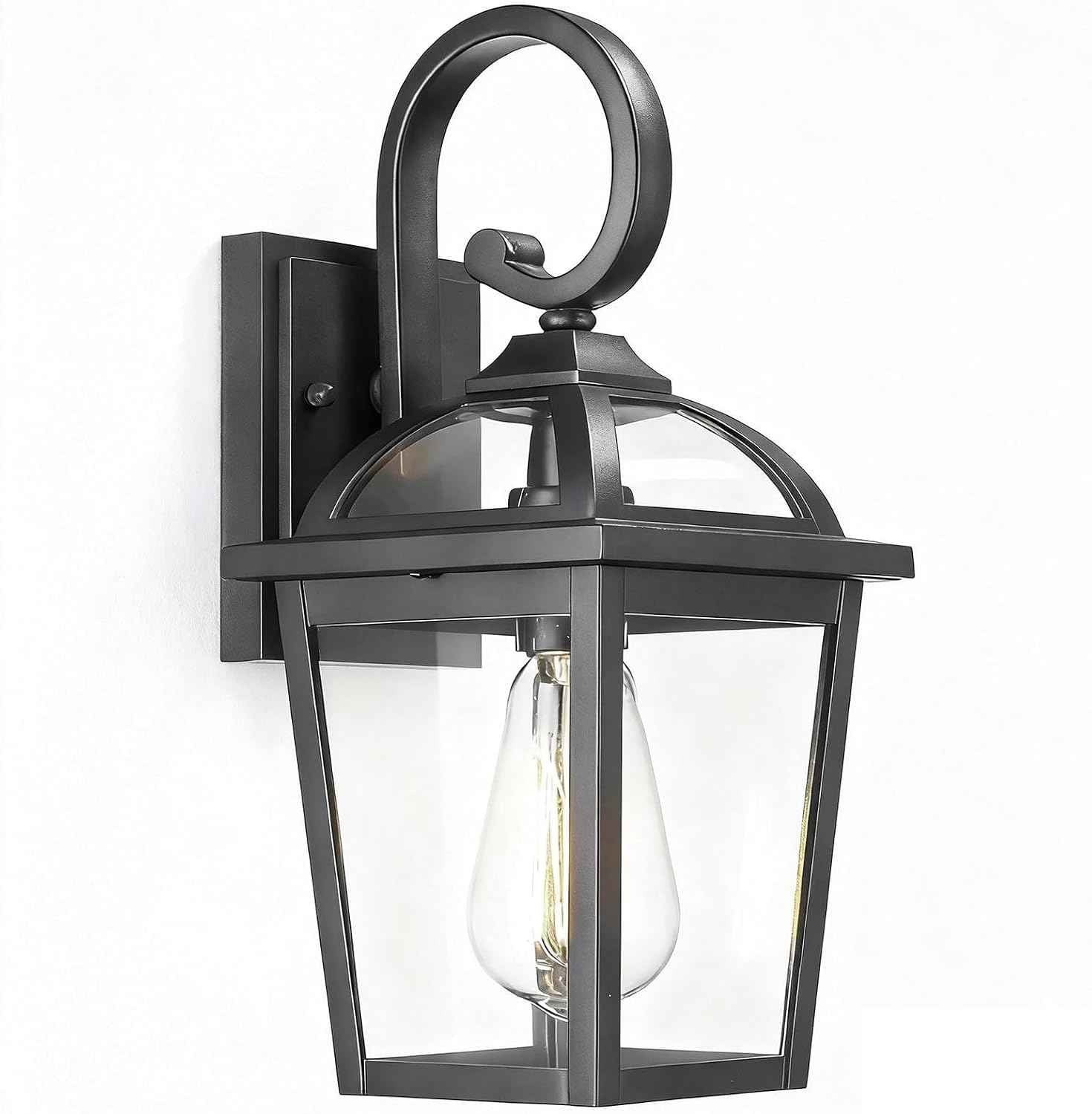 Front Porch Lights Outdoor Wall Lights Exterior Wall Sconce Light | Modern Farmhouse Outdoor Wall Lantern with Clear Glass, Weatherproof Aluminum Black Exterior Light Fixtures for Porch Patio