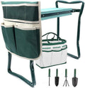 Garden Kneeler Seat Garden Stools Foldable Stool with Tool Bag Pouch EVA Foam Pad Capacity-Protects Your Knees for Gardening Tool kit