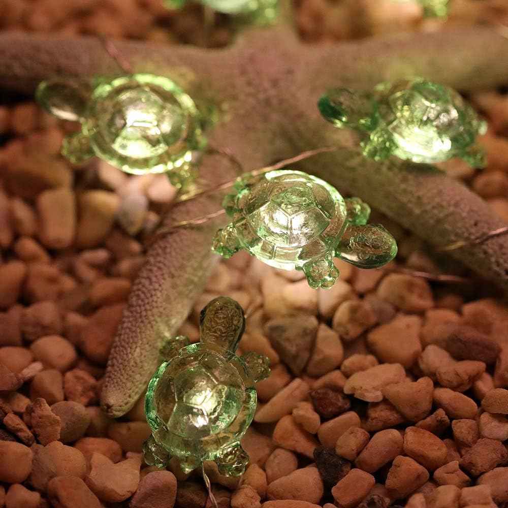 WSgift Turtle Decorative String Lights 13 Ft 40 LED Weatherproof Battery Operated 8 Modes Turtle Fairy Lights for Holiday Weddings Bedrooms Party Decorations with Remote and Timer (Warm White)
