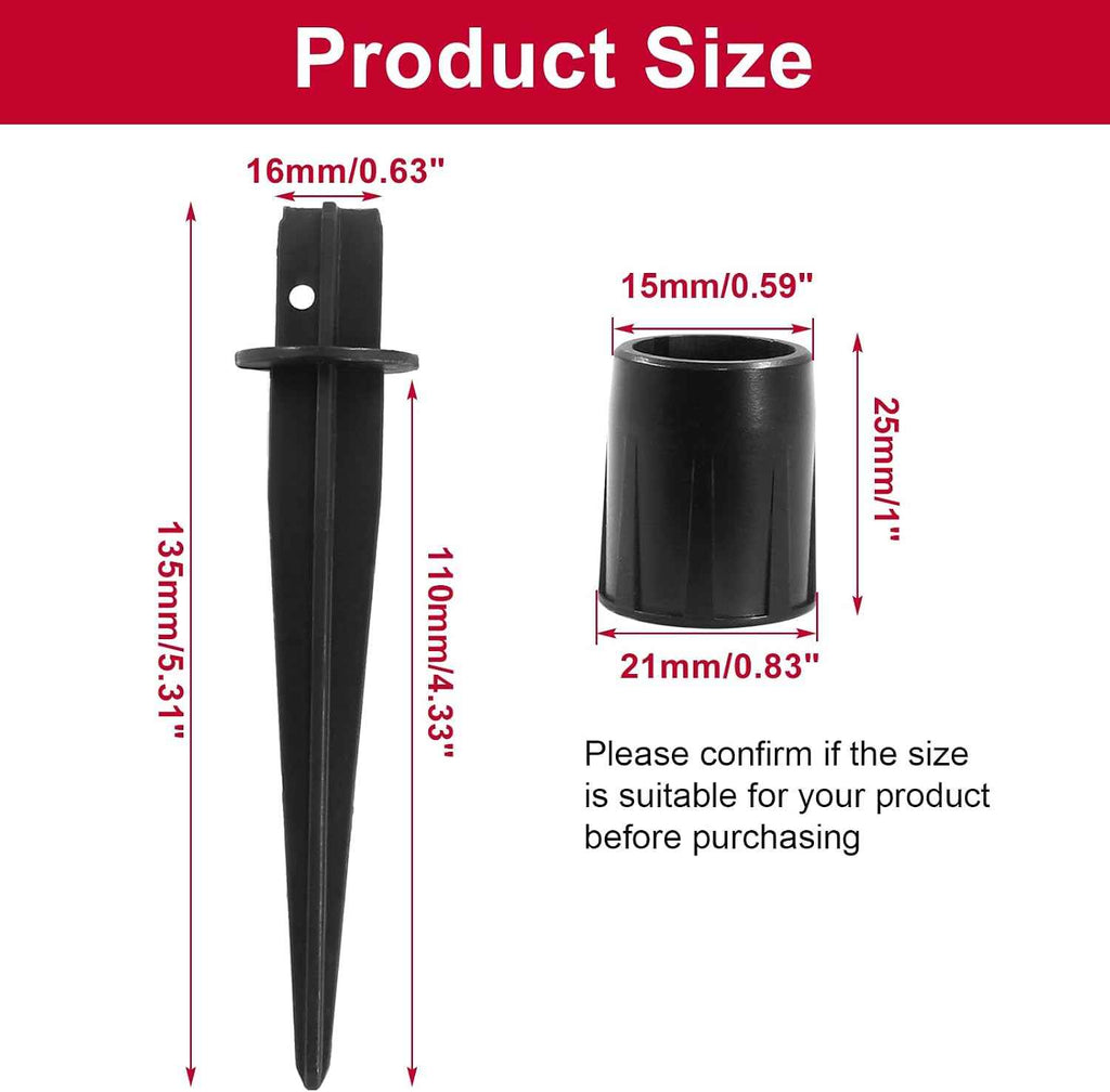 Biaungdo Metal Solar Light Replacement Stakes, 5.3 Inch, Black, 8 Pack | Metal Stakes, Outdoor Ground Stake, For Yard Landscape Garden Pathway Patio, Lamps Pole