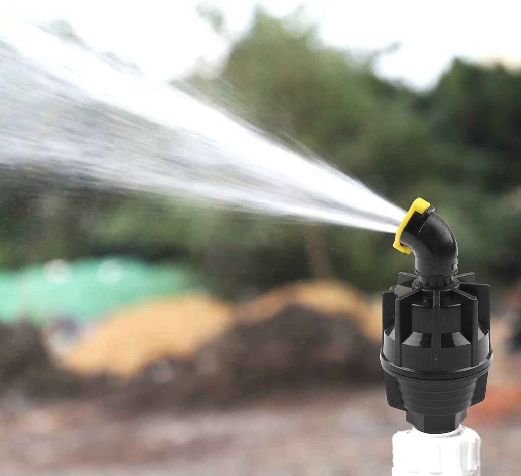 360 Degree Rotating Lawn Sprinkler, Automatic Garden Irrigation Nozzle with Adjustable 180-360° Spray Range, Uniform Water Distribution for Farm Orchard Nursery, Yellow, DN15 Interface(nozzle)
