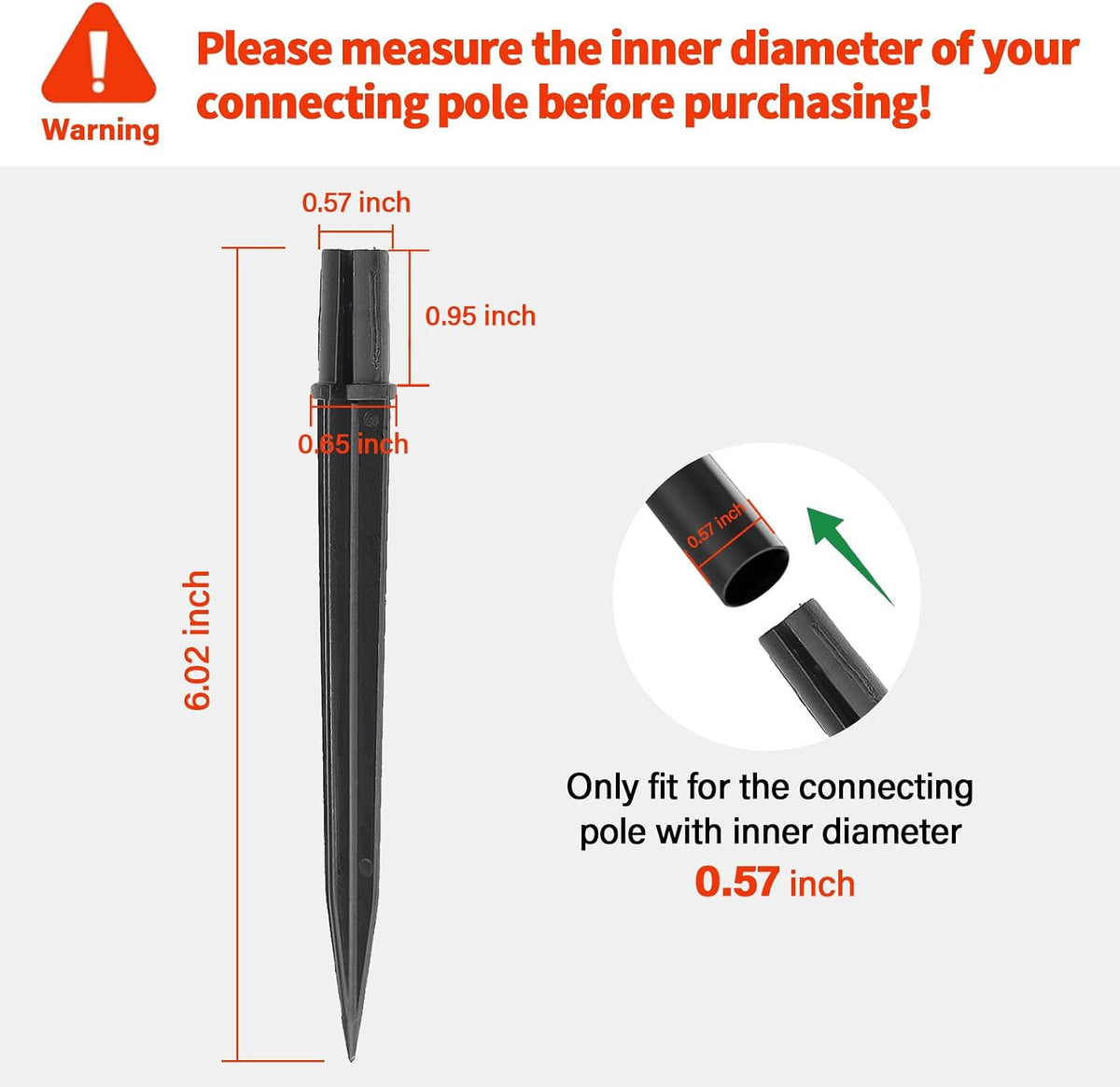 8 Pcs Solar Light Stakes Replacement (Fit for Inner Diameter 0.6inch),Reinforced Ground Spikes,ABS Plastic Lights Stakes, Ideal for Solar Pathway Lights Garden Torch Lights,Christmas Lights