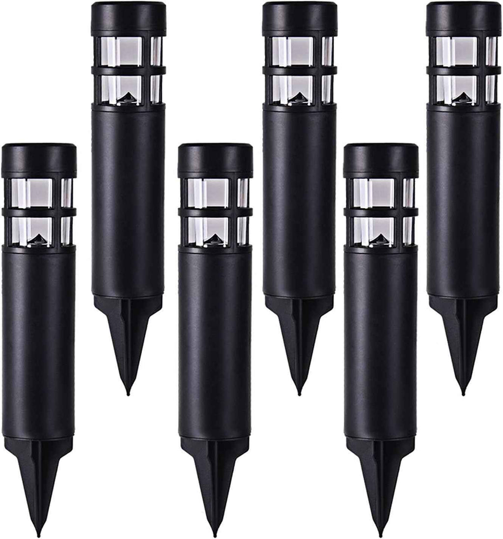 SUNWIND Solar Garden Lights Outdoor LED Bollard Solar Powered Path Lighting for Patio Pathway Backyard Lawn Landscaping (Black-6 Pack)