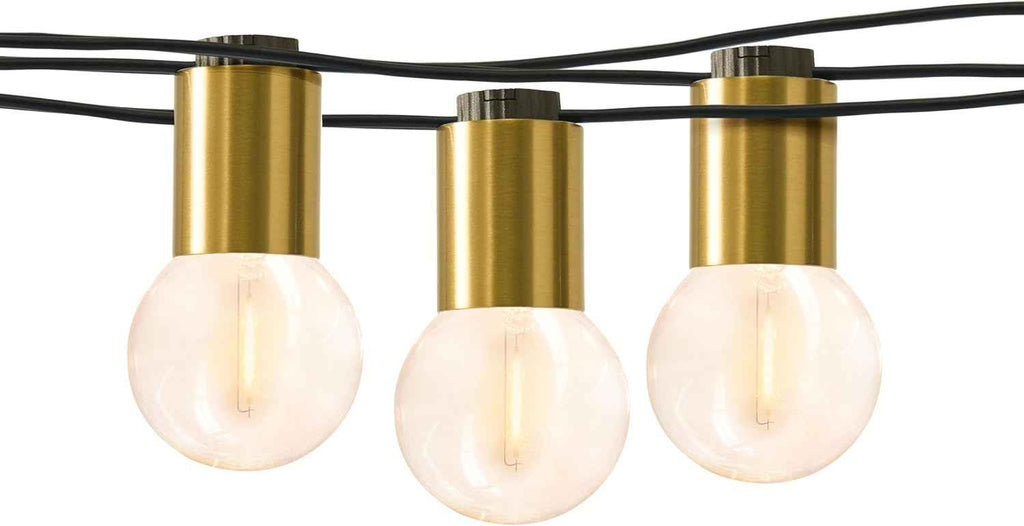 Brightech Glow LED String Lights - 26 Ft Commercial Grade Patio Lights with Brass Accents - Outdoor Waterproof Globe String Light for Backyard, Garden