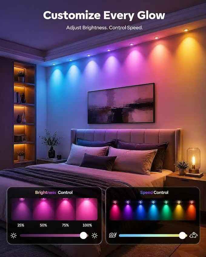 Permanent Outdoor Lights 50ft, Outdoor Lights, with 30 RGBIC LED，with 16 Million Colors and ，IP67 Waterproof, APP/Remote Control Modes, Holiday & Party Decorations