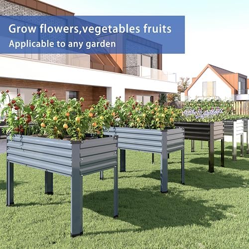 DIIYIV 2PCS Galvanized Raised Garden Bed with Legs,2PCS 48×18×30in