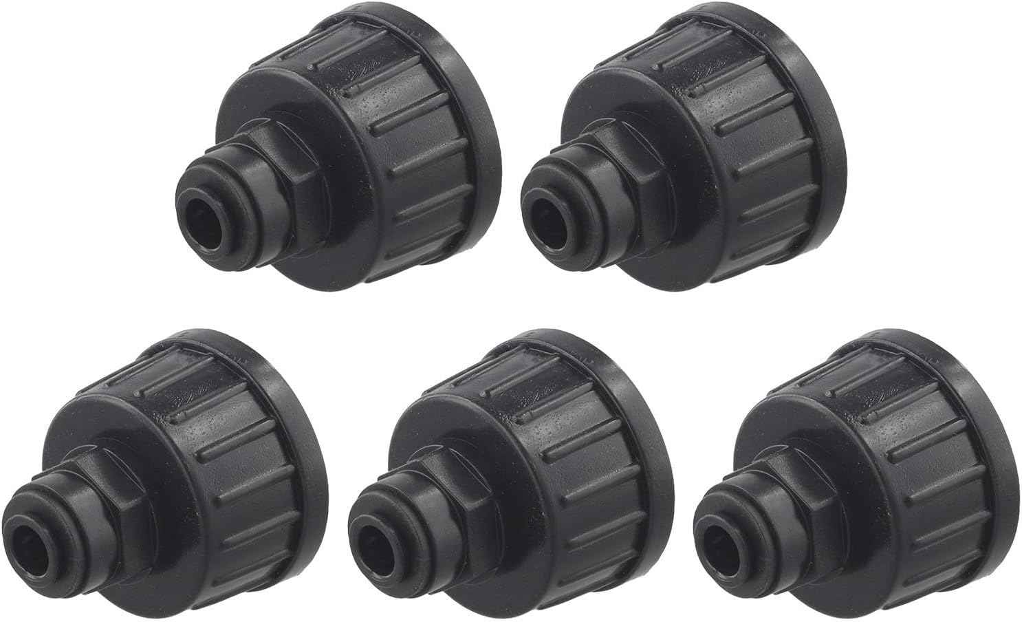 5 Pack Irrigation Connectors Atomization Joint Garden Watering System Adjustable Spray Fittings Black and White 5PC Set(Black)