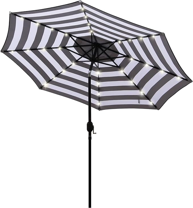 Blissun 9 ft Solar Umbrella 32 LED Lighted Patio Umbrella Table Market Umbrella by Blissun