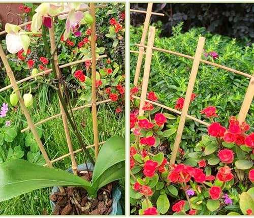 16Inch 5Pack Bamboo Trellis for Climbing Plants, Garden Ladder Trellis