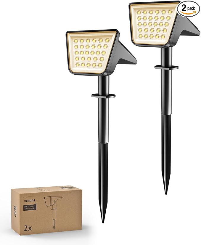 Philips 2 Packs Solar Spot Lights Outdoor Waterproof, 28 LED 3000K Solar by PhilipsLightingLED