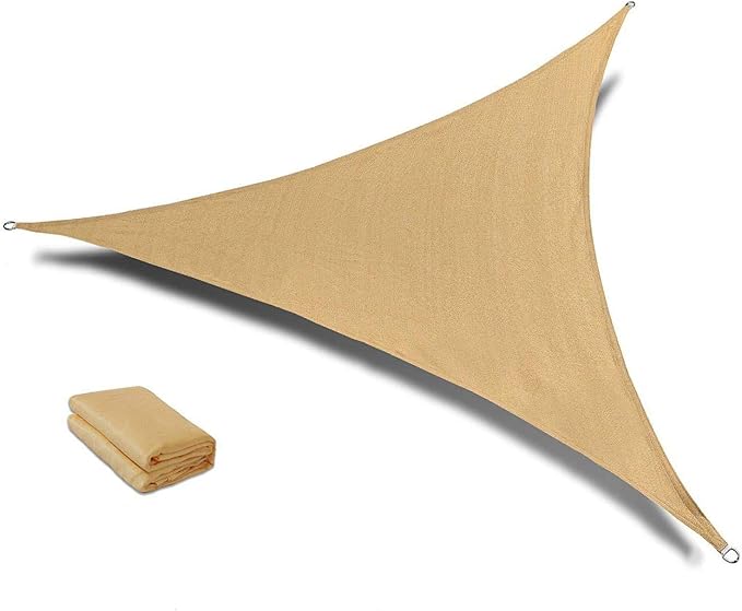 SUNLAX Sun Shade Sail 13' x 13' x 13' Sand Triangle Canopy Sail Shade Cover UV by SUNLAX